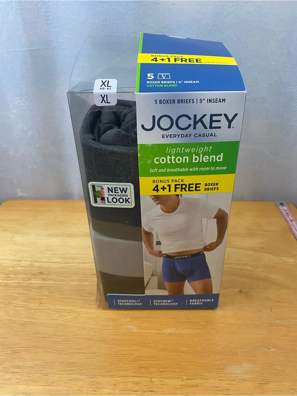 Jockey Men's Lightweight Cotton Blend Boxer Briefs - 4 items